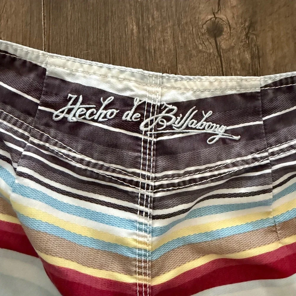 Billabong Board Shorts Mens Size 33 Multi-Color Striped Surf Swim Trunks Y2K